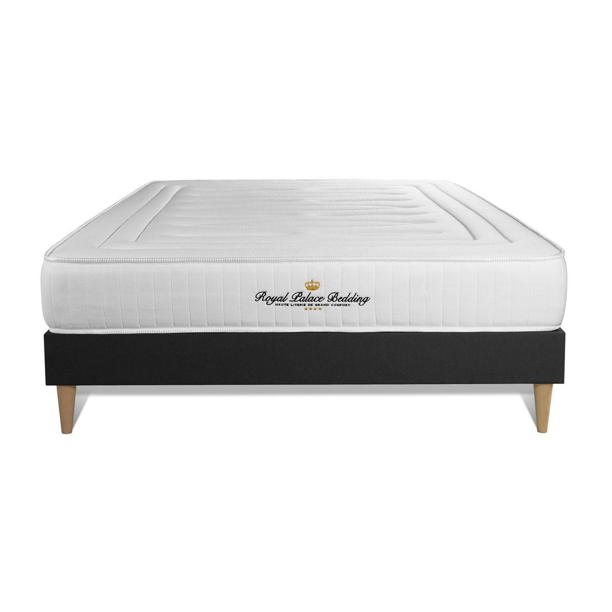 BETT Lancaster Taschenfederkern und Memory-Schaum 160 x 200 cm h3 - Kit Bettgestell Schwarz - Beige/Schwarz, Karton/Holz (160/200cm) - ROYAL PALACE BEDDING