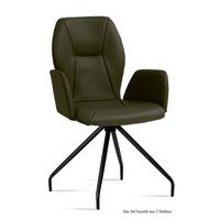 ARMLEHNSTUHL (2er-Set) Dionis 58x92x60 Schwarz/Khaki - Dunkelgrün/Schwarz, Kunststoff (60/92/58cm) - 58aufmkessel
