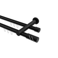 GARDINENSTANGE INNENLAUF Platon Zoena 480 cm (geteilt in 3 x 160 cm), 2-läufig, 20 mm Ø Schwarz - Schwarz, Metall (480cm) - INTERDECO