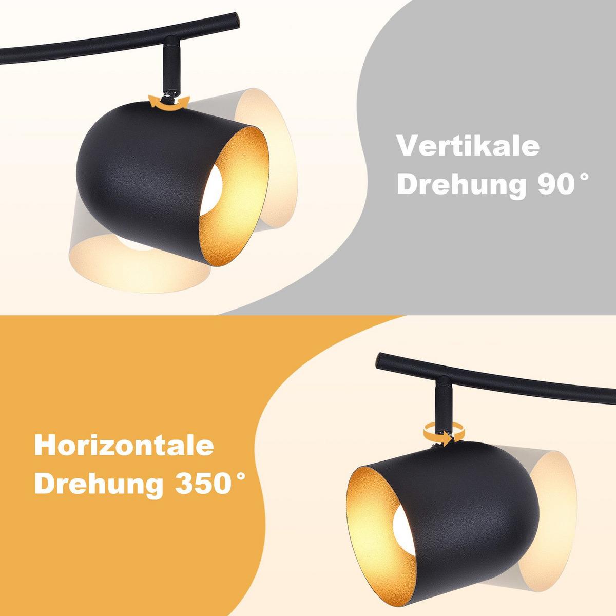 DECKENSTRAHLER Gera 4-flammig 79/12/21 cm - Schwarz, Metall (79/12/21cm) - Nettlife