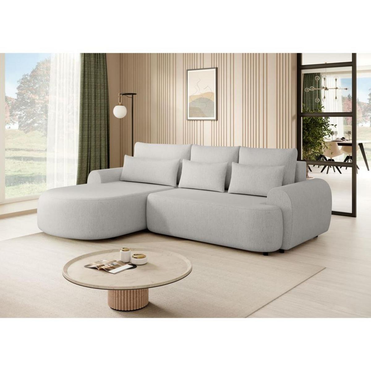 ECKSCHLAFSOFA Olivio L Beige - Beige/Schwarz, Kunststoff/Textil (266/170cm) - Beautysofa