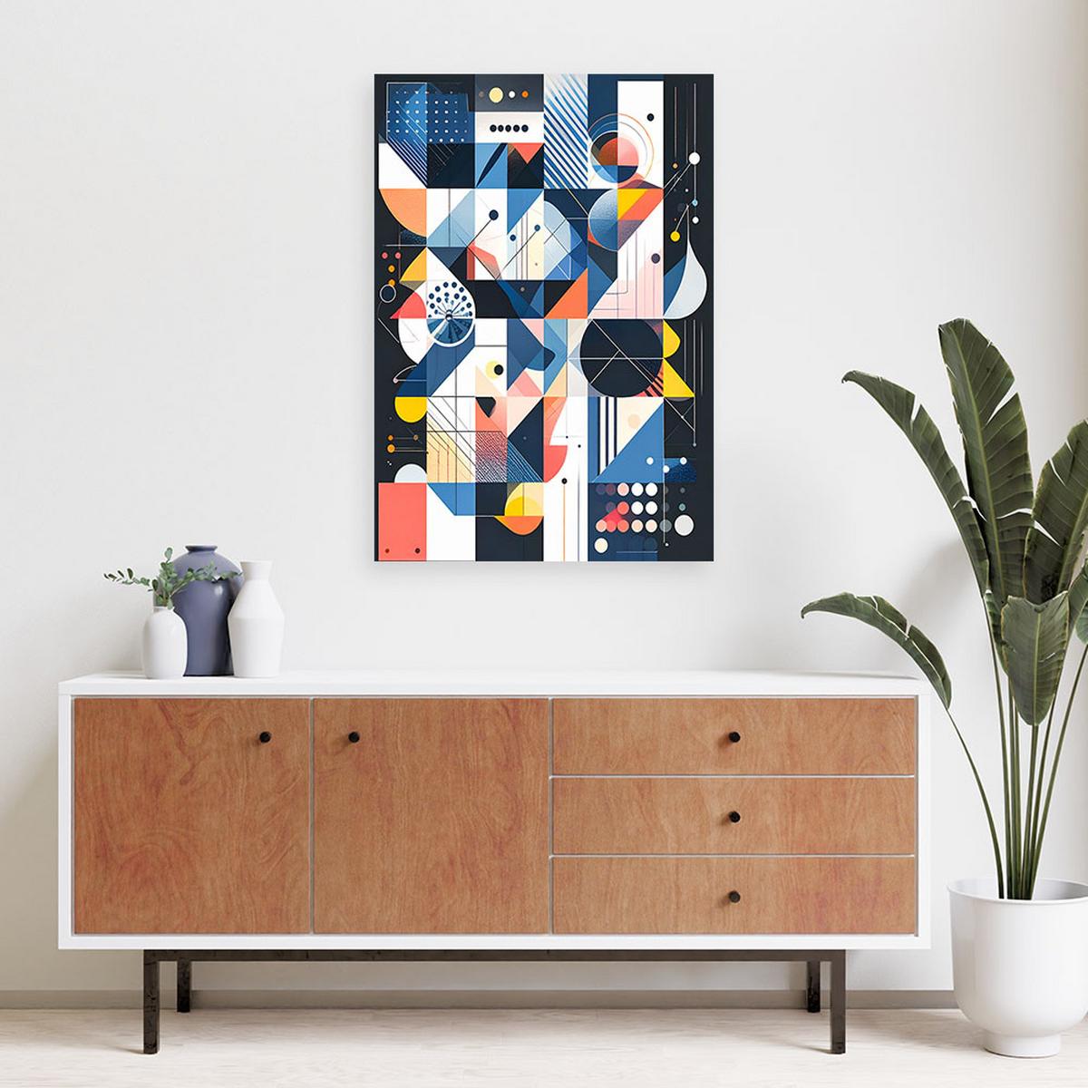 LEINWANDBILD Abstraktion im Bauhaus-Stil 60x90cm - Multicolor, Textil (60/90cm) - Feeby