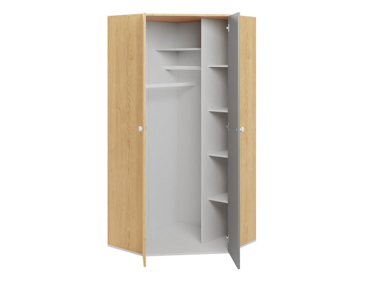 ECKKLEIDERSCHRANK Pixel PX2 - Eichefarben/Weiß, Holzwerkstoff (90/190/90cm) - MIRJAN24