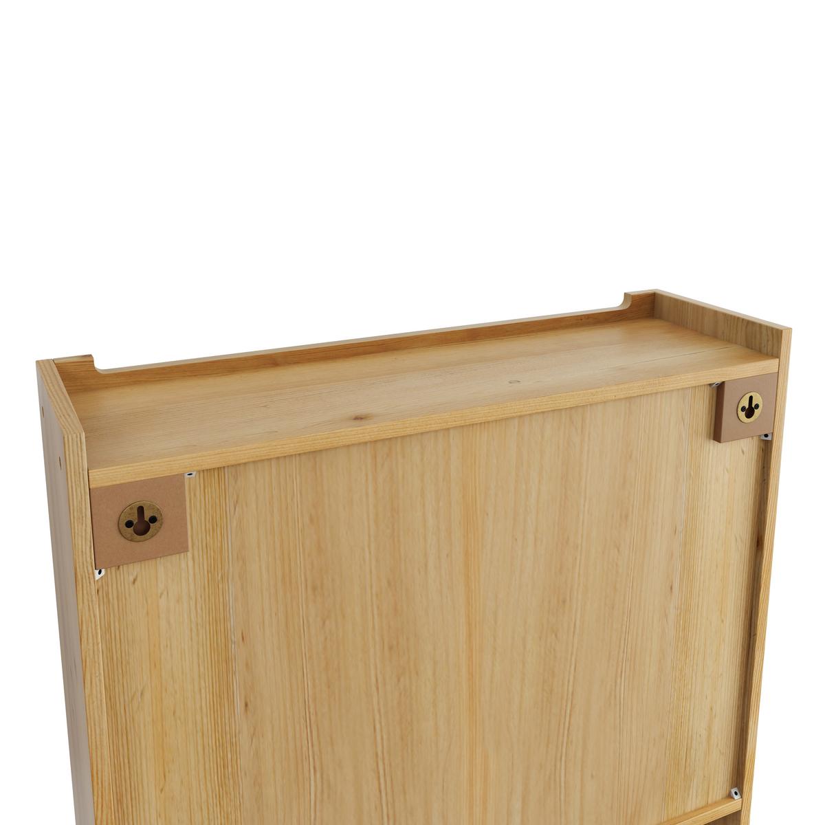 WANDSCHRANK Vintage Naturholz mit Glastüren, 3 Ebenen & Handtuchhalter 63cm - Naturfarben, Holzwerkstoff (63/60/18cm) - Urban Meuble