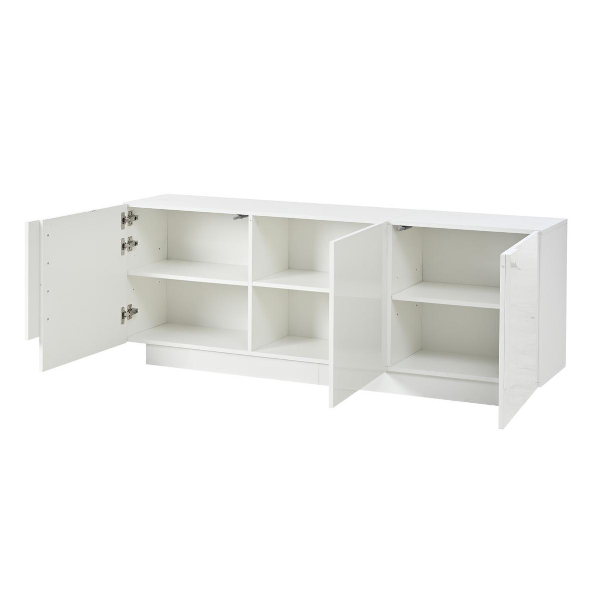 SIDEBOARD 160cm Weiß Hochglanz – Kommode mit 3 Türen & 6 Fächern - Weiß, Holzwerkstoff (35/60/160cm) - Urban Meuble