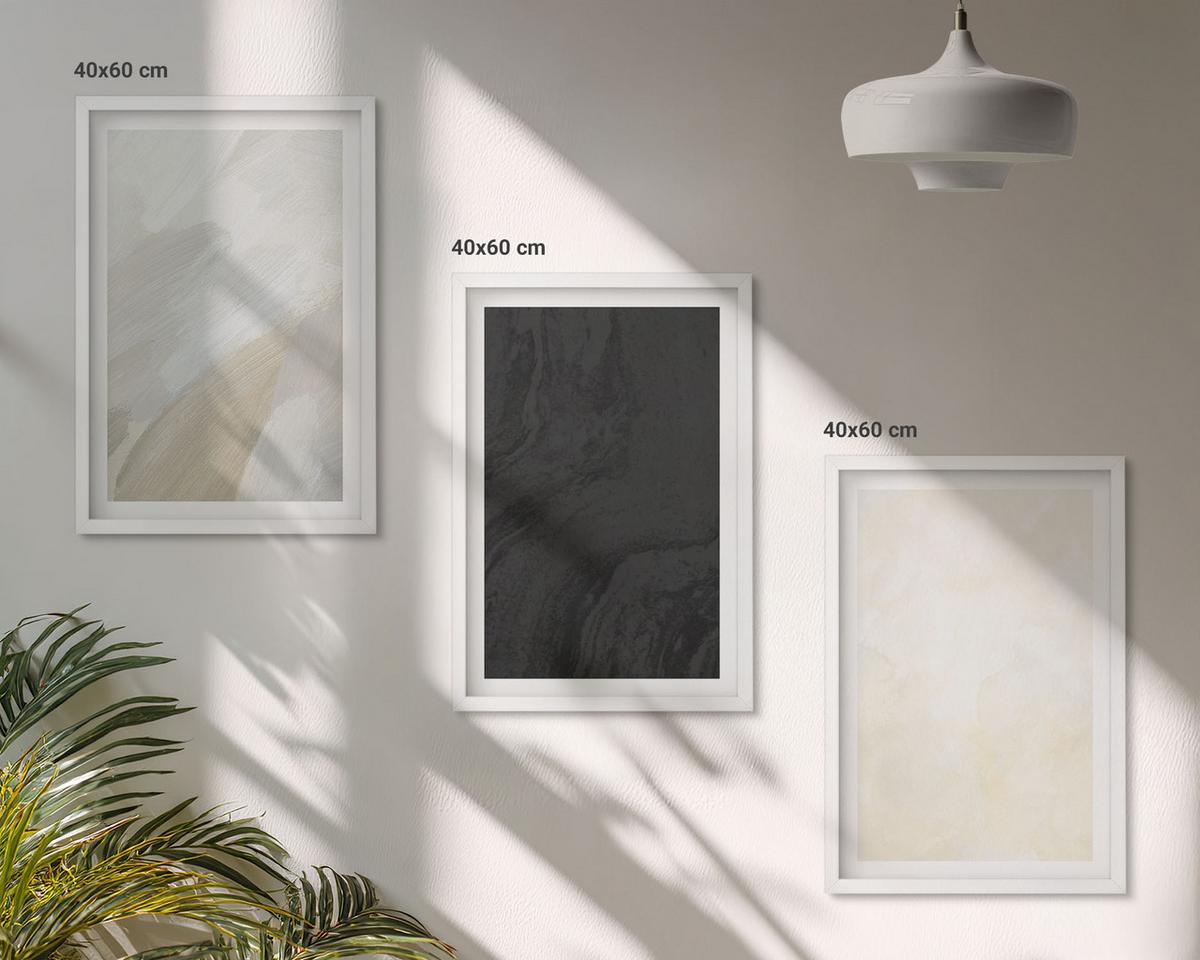BILDER SET 3er Set - 40x60 cm Weißer Rahmen - Strukturen schattieren Minimalismus - Weiß, Kunststoff (40/60cm) - TULUP