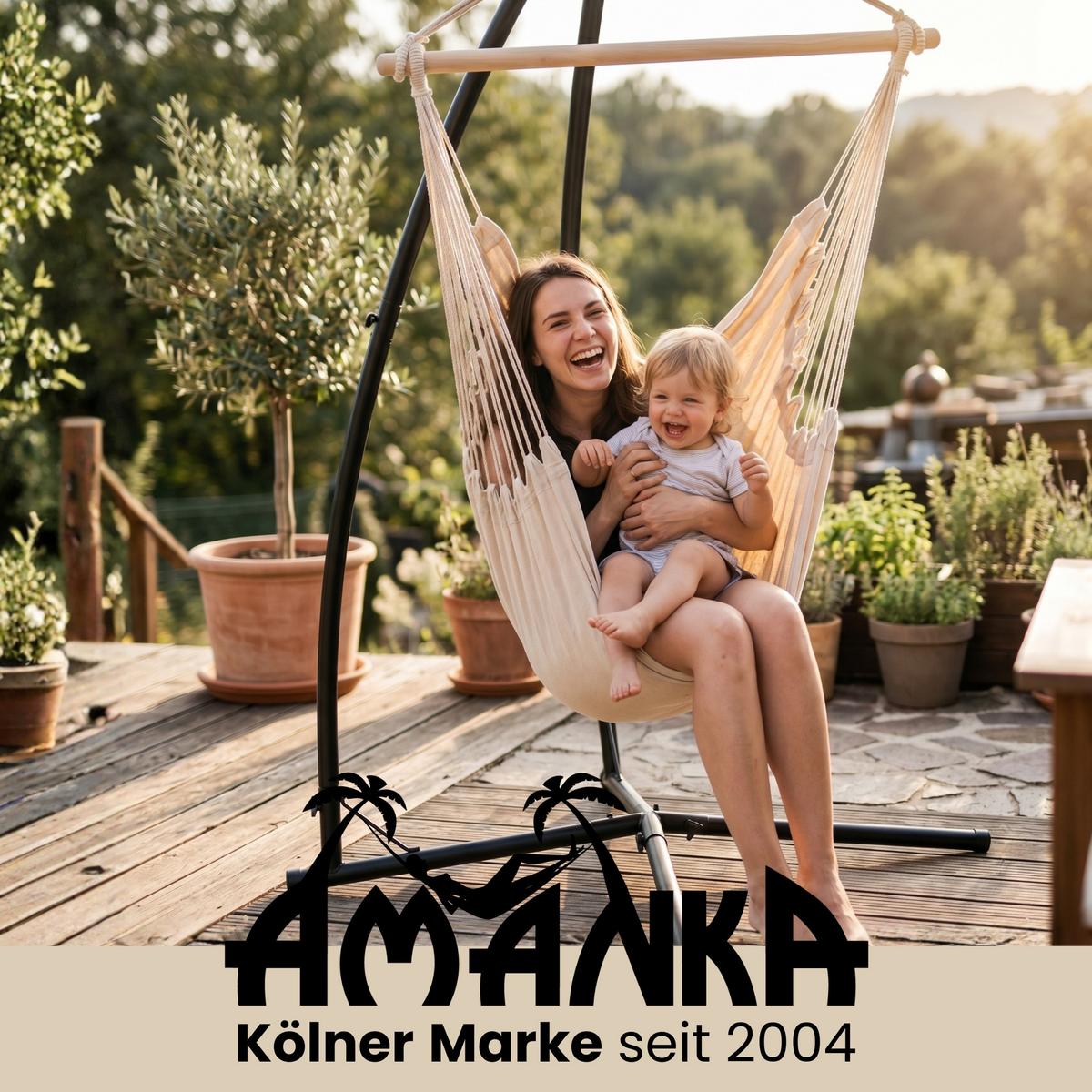 HÄNGESESSELGESTELL bis 120kg, 215cm, Schwarz - Schwarz, Metall (110/110/215cm) - Amanka