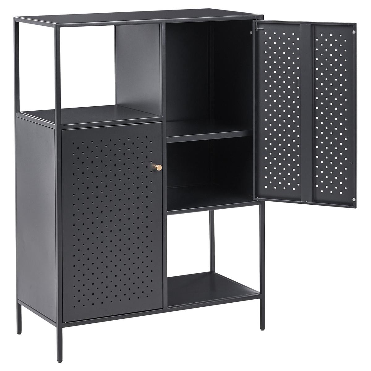 BÜROSCHRANK Metall Schwarz Rakaia - Schwarz, Metall (76/106/35cm) - Beliani