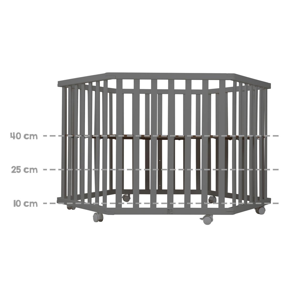 LAUFGITTER 6-eckig Greyish gesteppt - Anthrazit, Holzwerkstoff (118.5/72.5/103.5cm) - Roba