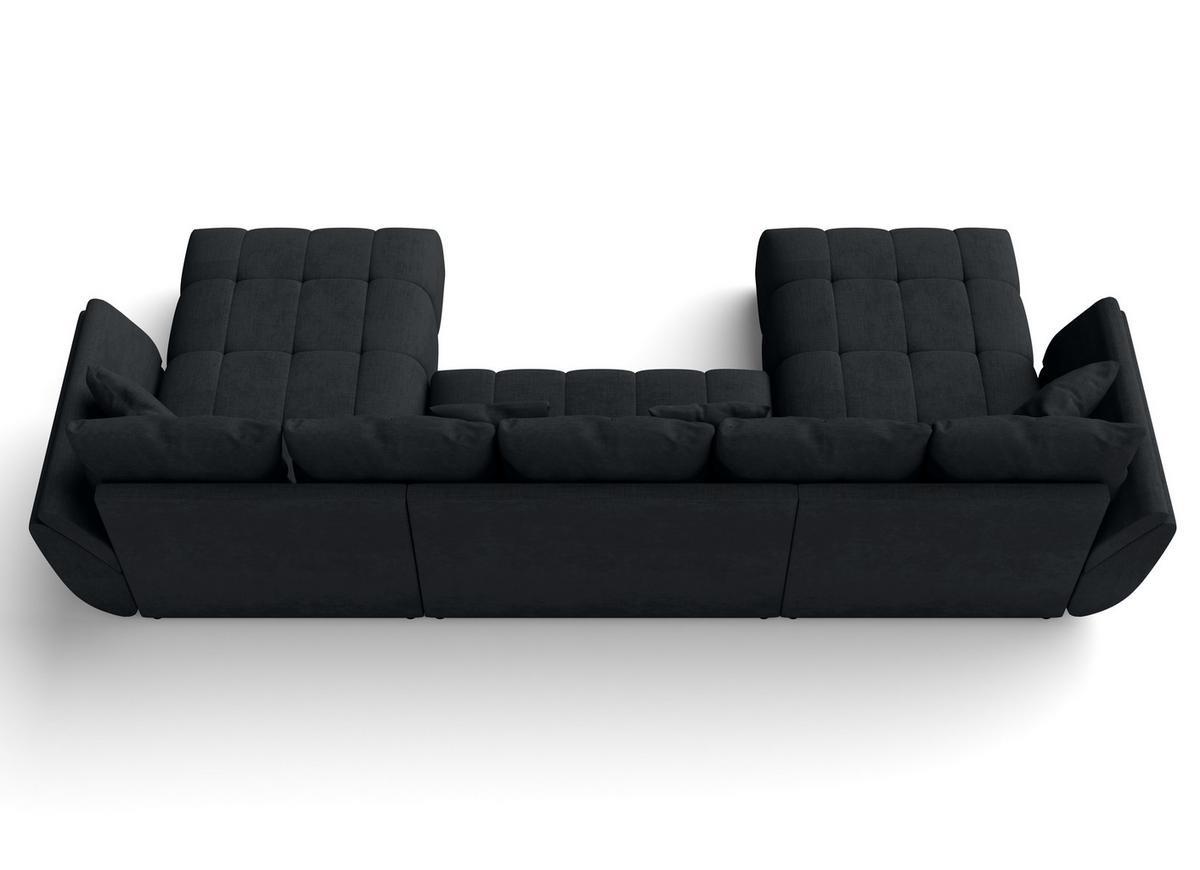 WOHNLANDSCHAFT Antalya Schwarz 382/190/91 cm – Sofa mit Bettfunktion - Schwarz, Kunststoff/Textil (382/91/190cm) - AX Living