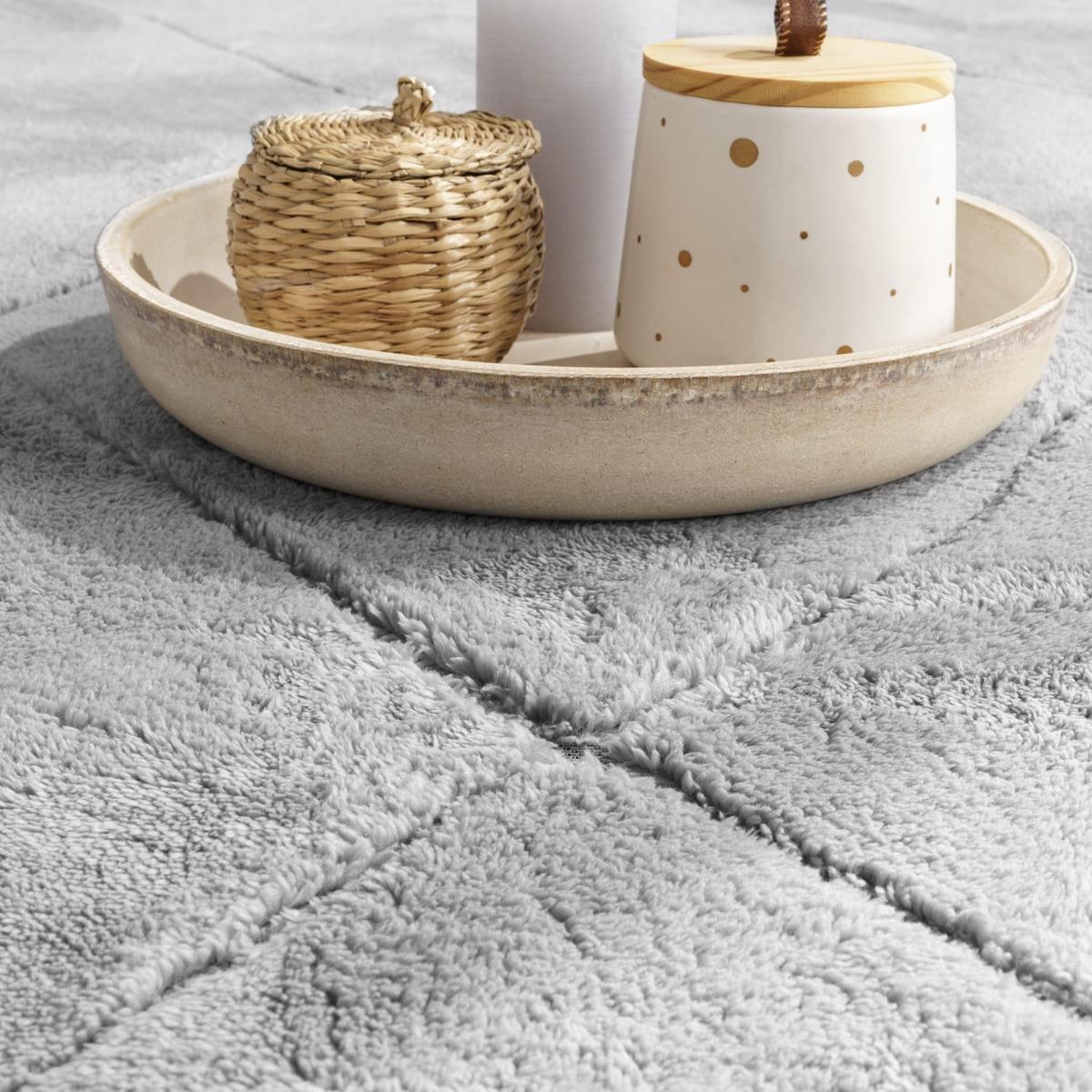 KURZFLORTEPPICH Waschbar, mit Rauten-Struktur, Grau, 120 x 160 cm - Grau, Textil (160/120cm) - KADIMA DESIGN