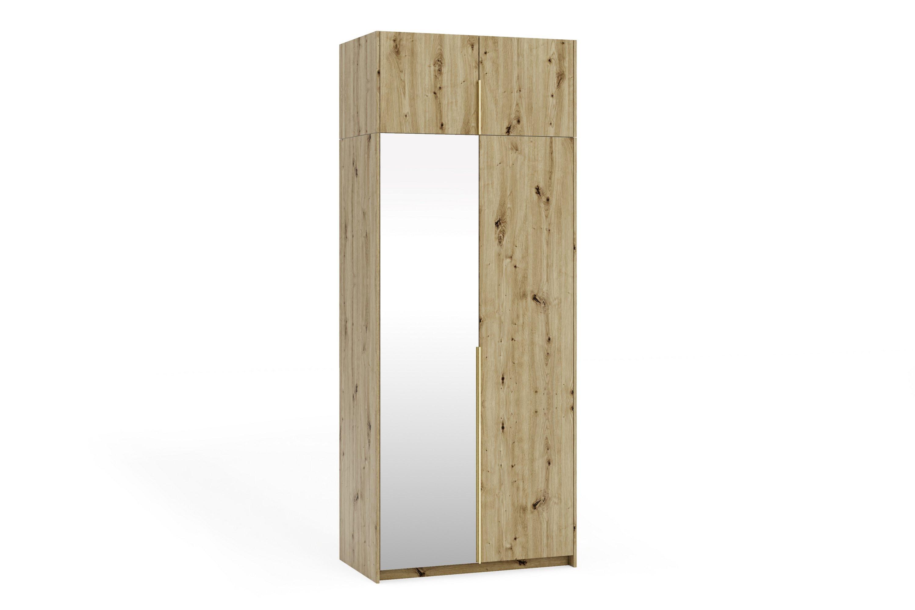 DREHTÜRENSCHRANK THALIA 100/250/58cm 2-türig mit Spiegel Eiche Artisan - Eiche Artisan, Holzwerkstoff (100/250/58cm) - MASSENO