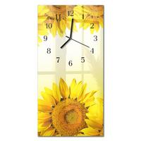 WANDUHR aus Glas 30x60 cm - Sonnenblume - Gelb, Glas (30/60/0.4cm) - TULUP