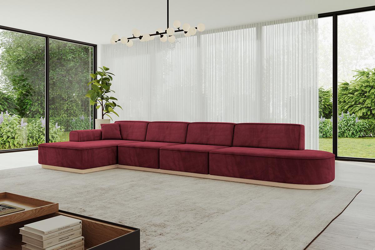 ECKSOFA Ottomane Links IREA-L3 - 412x165x80 cm Bordeauxrot - Bordeaux, Holzwerkstoff/Textil (412/165cm) - ALTDECOR