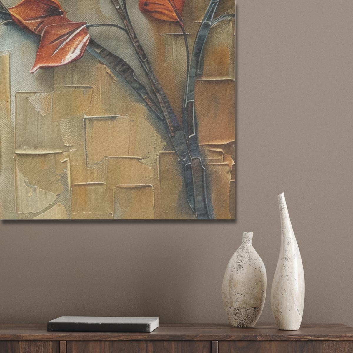 AKUSTIKBILD Baum - Abstrakt - Natur - Kunst Wandbilder 60x80 cm - Goldfarben, Kunststoff (60/80/0.9cm) - MuchoWow