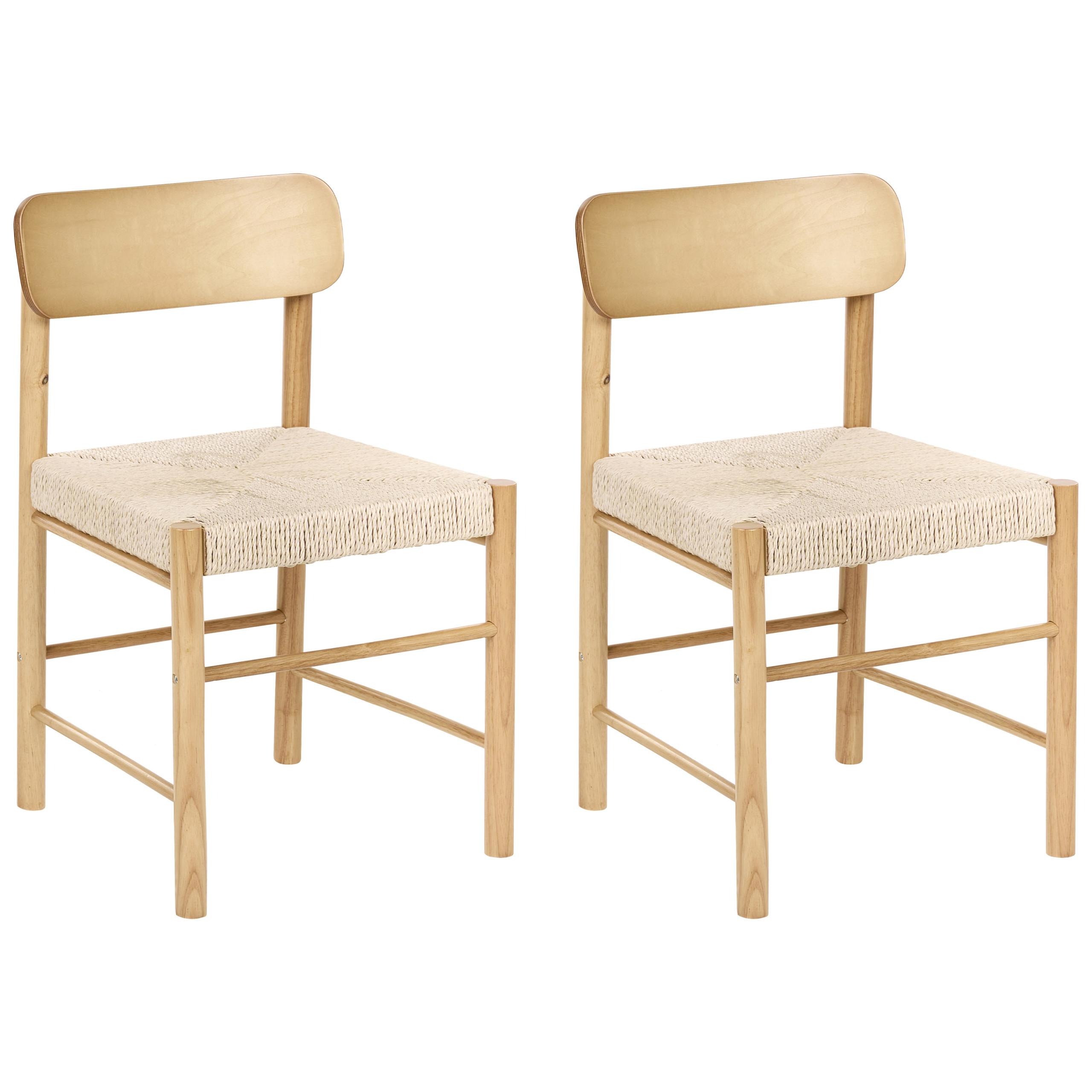 ESSZIMMERSTUHL 2er-Set Holz Hellbraun Digne - Hellbraun, Holz (46/75/46cm) - Beliani