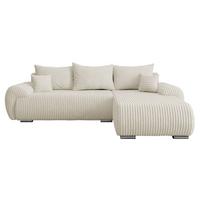 ECKSOFA Ubo L Cord, Seite: Rechts - Silberfarben/Creme, Holz/Kunststoff (282/187cm) - MIRJAN24