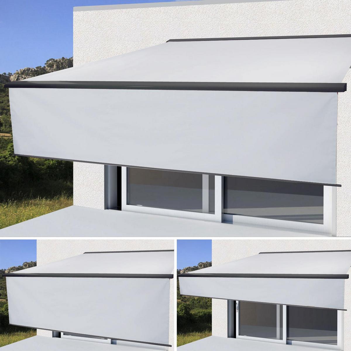 KASSETTEN-MARKISE VOLANT AUSFAHRBAR Cremeweiß, Anthrazit - Anthrazit/Weiß, Textil (500/15/300cm) - MCW