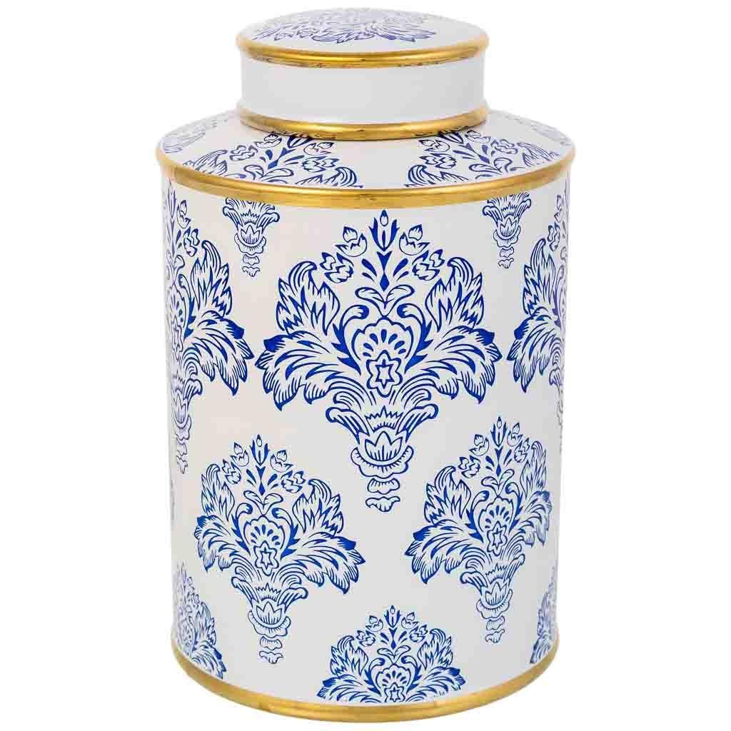 VASE aus Keramik, weiß, 17x27cm - Blau, Keramik (27cm) - Wanderlust