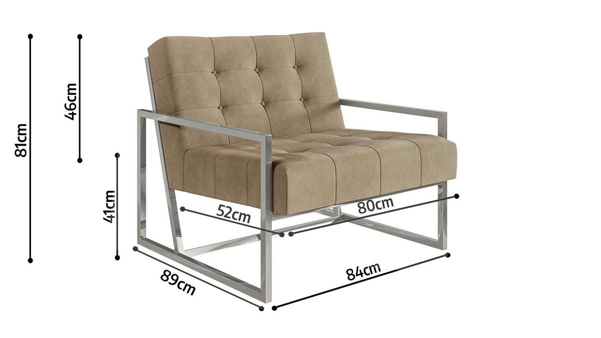 LOUNGESESSEL Duban Beige Samtstoff - Beige/Silberfarben, Holz/Textil (84/81/89cm) - S-Style Möbel