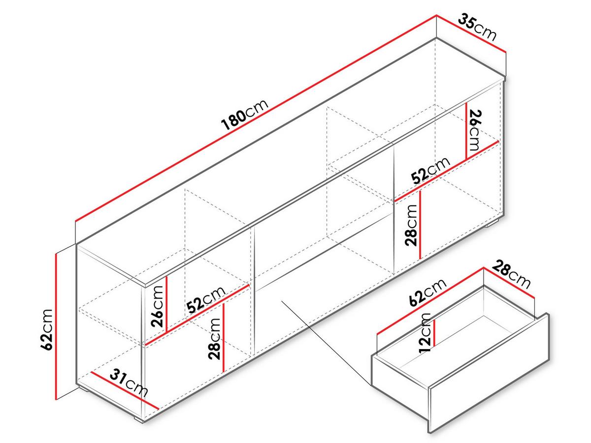 TV-LOWBOARD Vera 180 - Silberfarben/Graphitfarben, Holzwerkstoff/Kunststoff (180/62/35cm) - MIRJAN24
