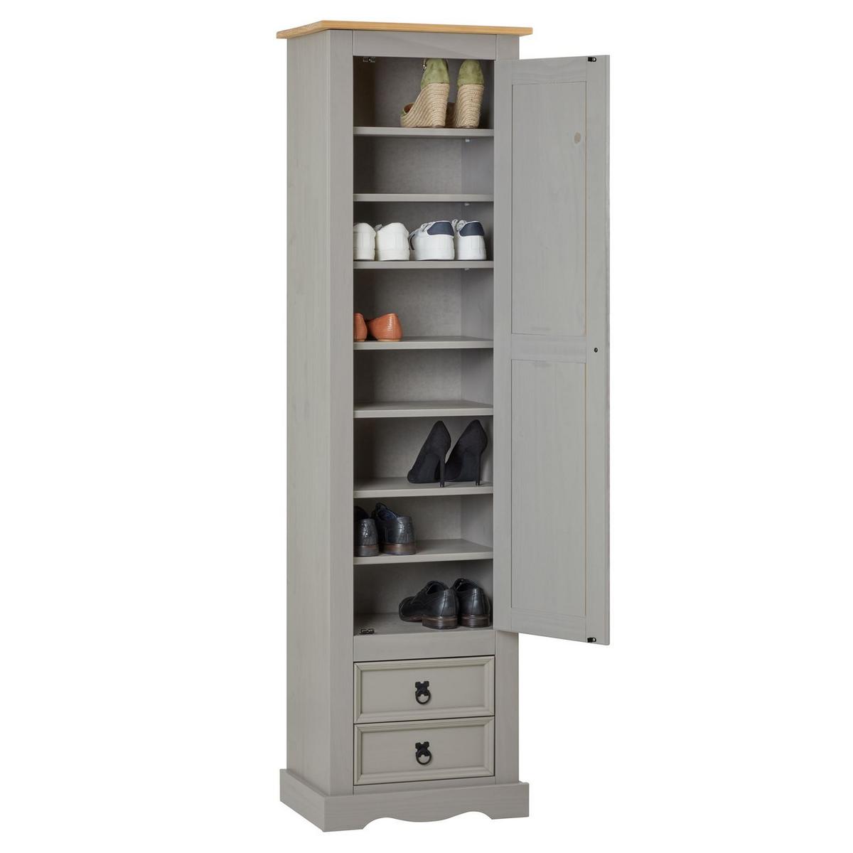 SCHUHSCHRANK TEQUILA grau/braun - Braun/Grau, Holz (53/190/38cm) - IDIMEX