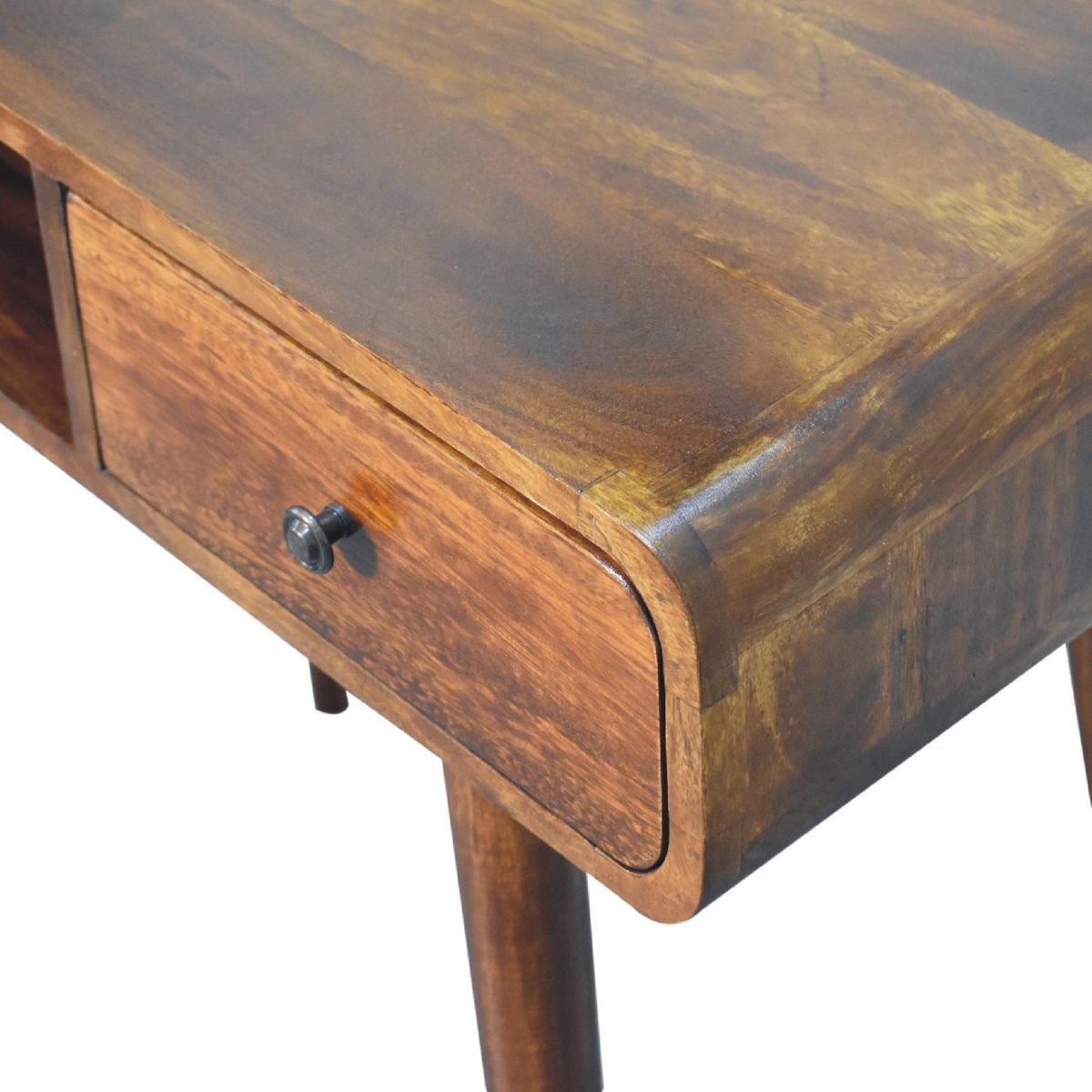 SCHREIBTISCHE aus Massivholz, 1 Schublade, 1 Offenes Fach, Braun - Kastanienfarben/Messingfarben, Holz/Metall (45/90/80cm) - Artisan Furniture