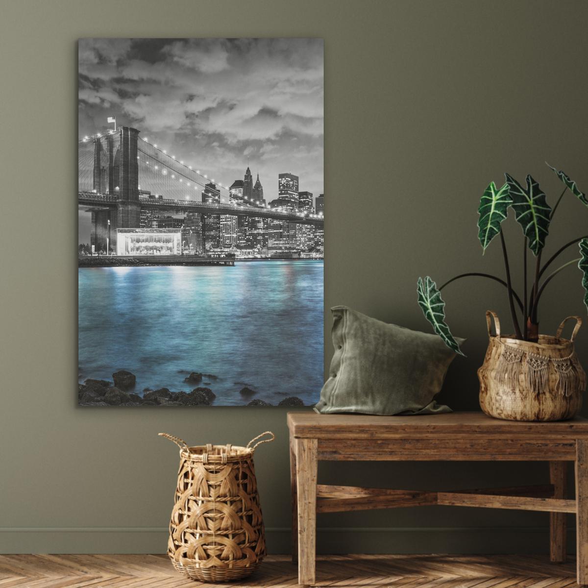 AKUSTIKBILD New York - Skyline - Stadt - Blau Wanddeko 70x100 cm - Blaugrau, Kunststoff (70/100/0.9cm) - MuchoWow