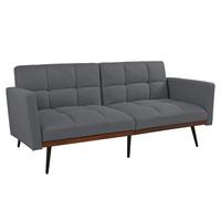 SCHLAFSOFA 146 cm Grau mit Bettfunktion & Leinen-Optik - Dunkelgrau, Textil (146/70/60cm) - Urban Meuble