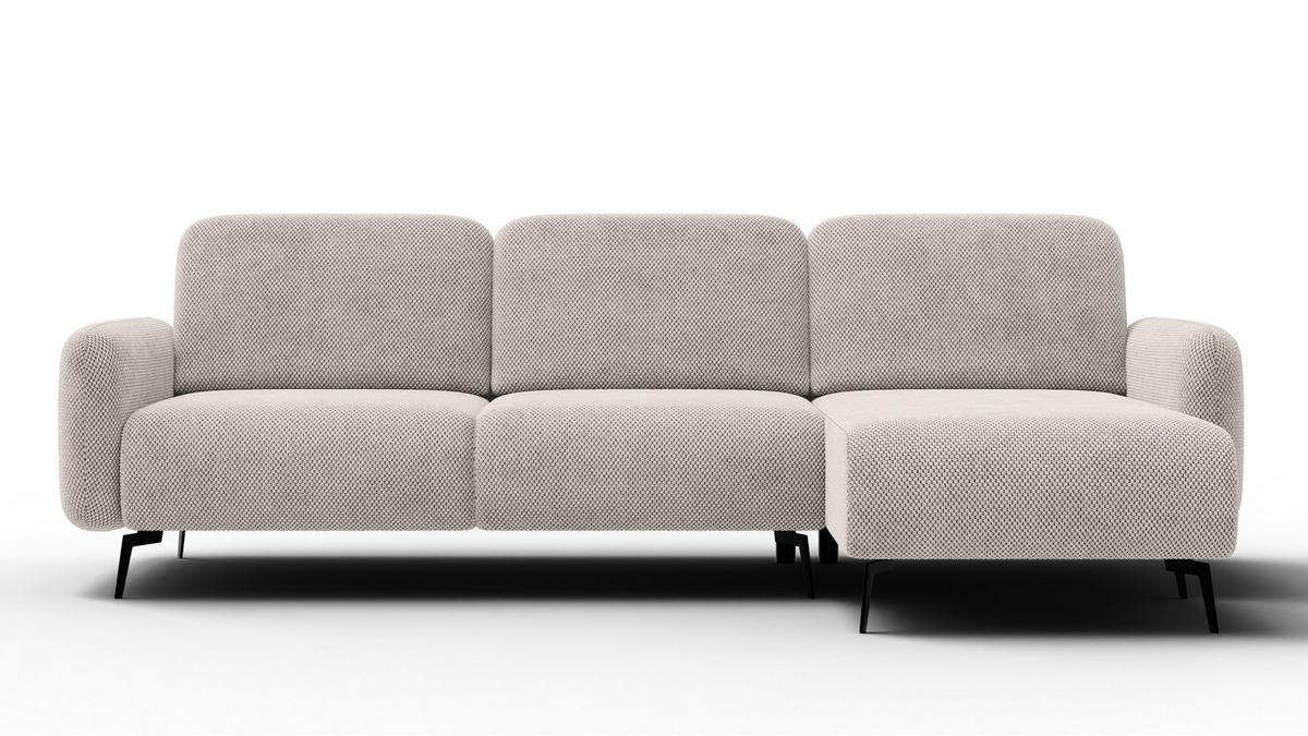 ECKSOFA FEBE 4-Sitzer rechts, beige - Beige/Schwarz, Holz/Textil (264/157cm) - Wozimo
