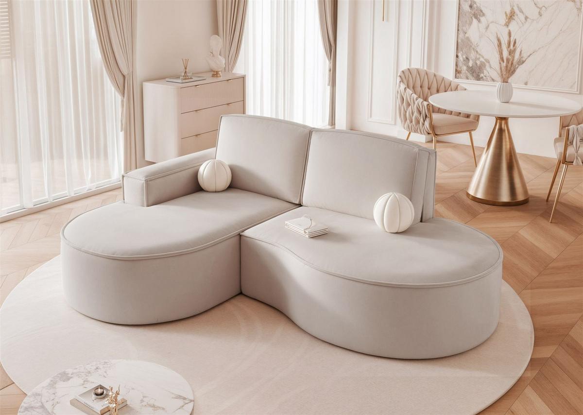 ECKSOFA Arlet In Stoff Riviera - Beige, Holzwerkstoff/Textil (277/156cm) - Fun Möbel
