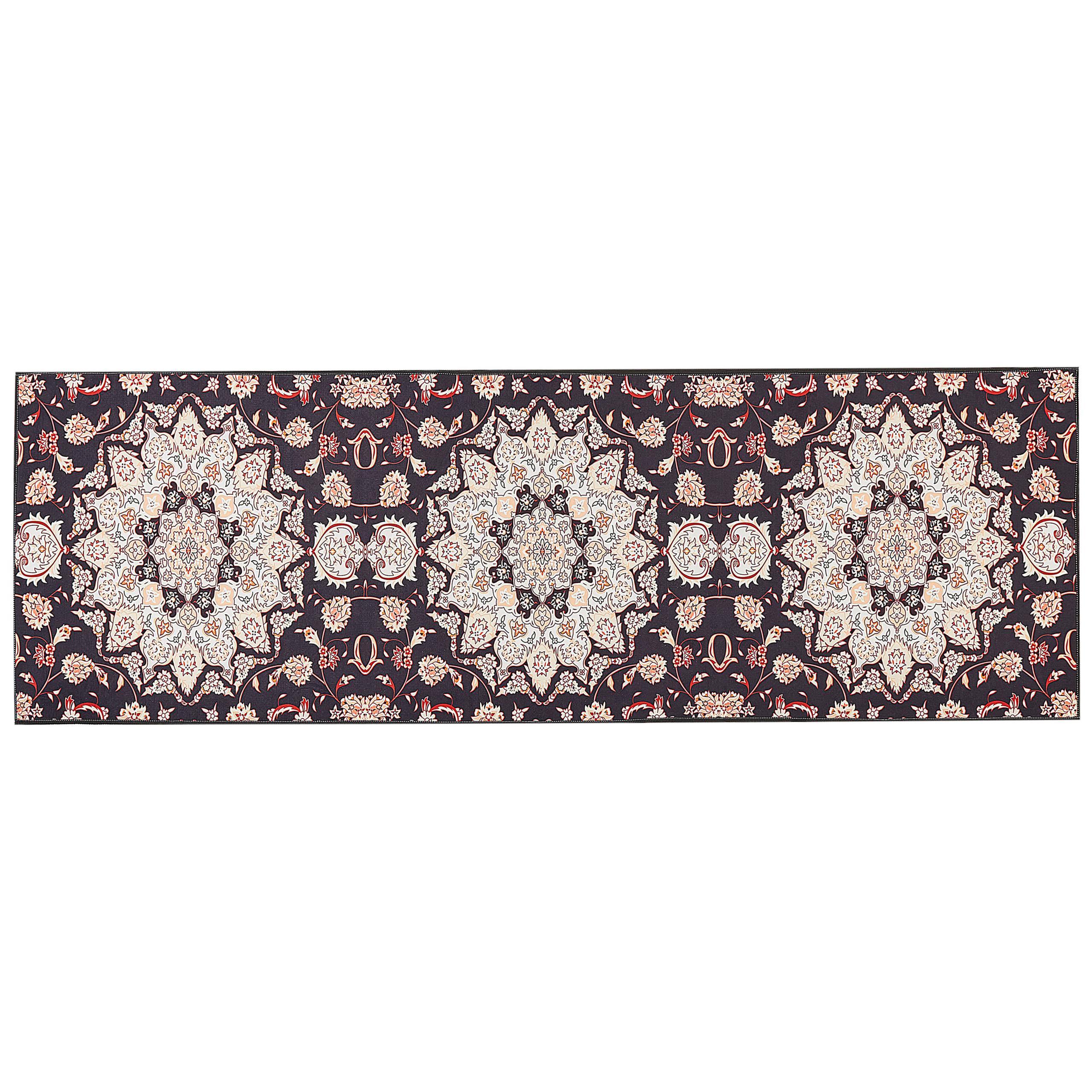 KURZFLOR-TEPPICH Schwarz 80/240 cm Aritas - Beige/Rot, Textil (80/240cm) - Beliani