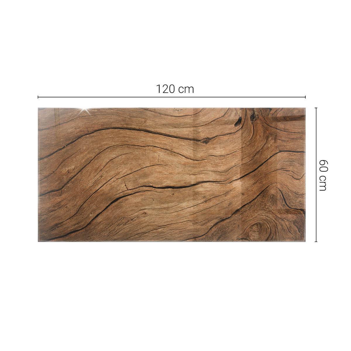 TISCHPLATTE 120x60 cm Natürliche Holzmaserung - Braun, Glas (0.4/120/60cm) - TULUP