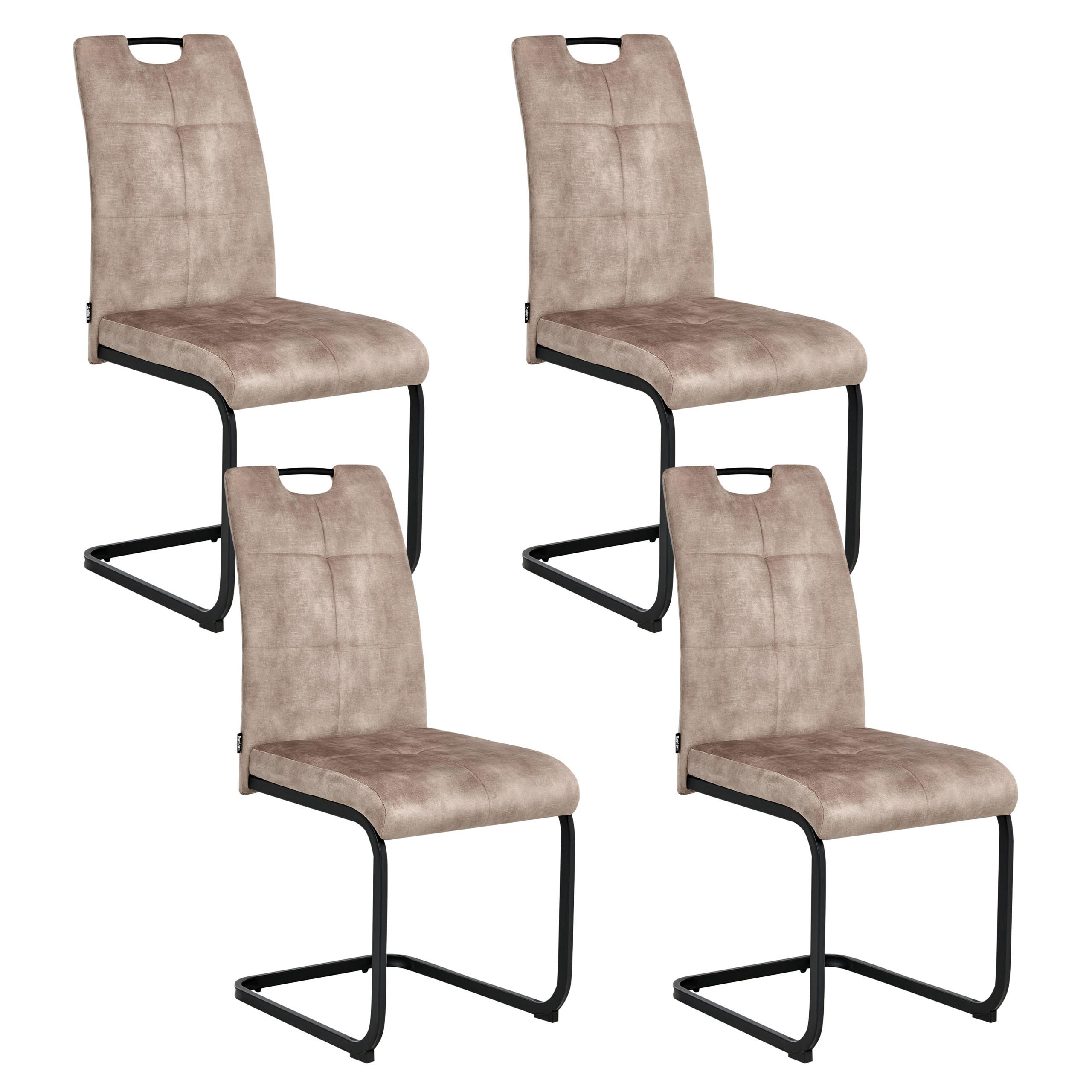 ESSZIMMERSTUHL 4er-Set Stoff Taupe Cisco - Taupe, Textil (43/98/50cm) - Beliani