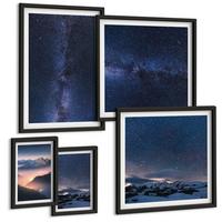 BILDER SET 5er Set - 50x50 cm & 20x30 cm & 40x60 cm Schwarzer Rahmen - Spiegelung der Felsen in Bergseen - Schwarz, Kunststoff (40/60cm) - TULUP