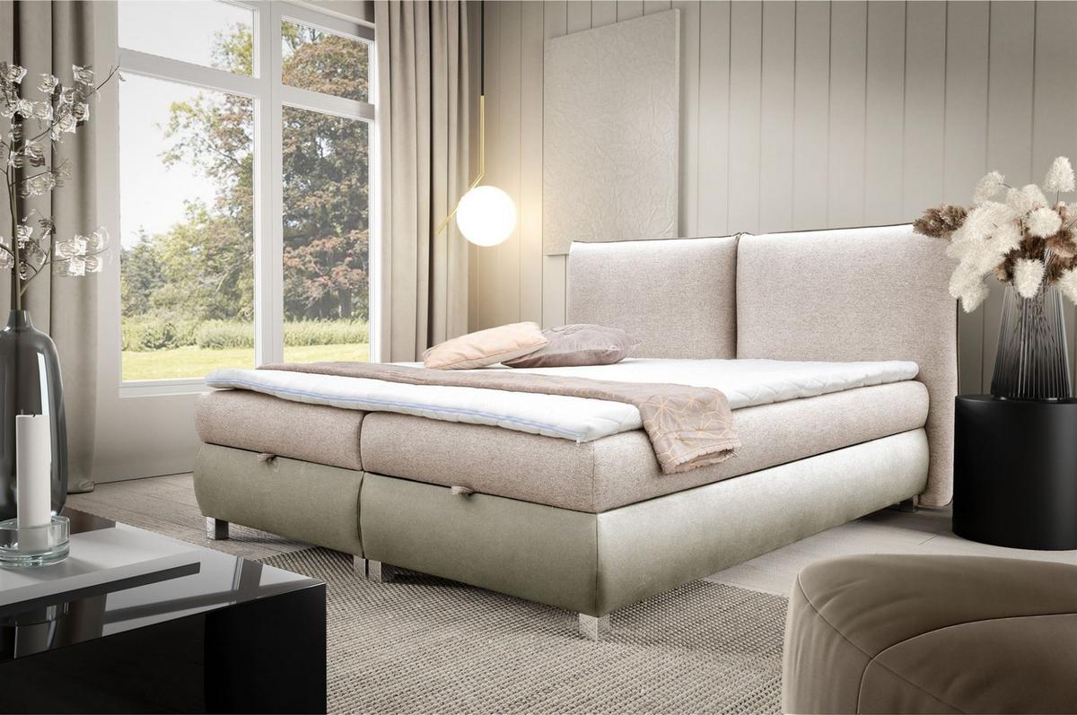 BOXBETT Valentin In Neve - Beige, Holzwerkstoff/Textil (120/200cm) - Fun Möbel