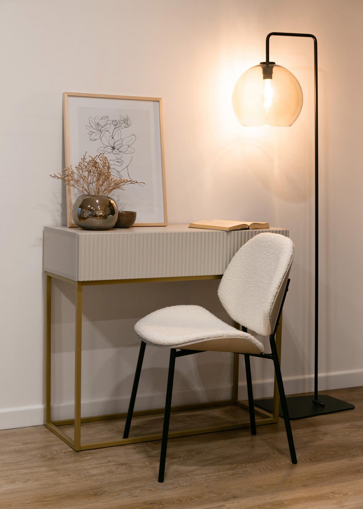 KONSOLENTISCH Veldio Graubeige mit goldenen Beinen 90 cm - Taupe/Greige, Holzwerkstoff/Metall (35.6/90/79cm) - Selsey