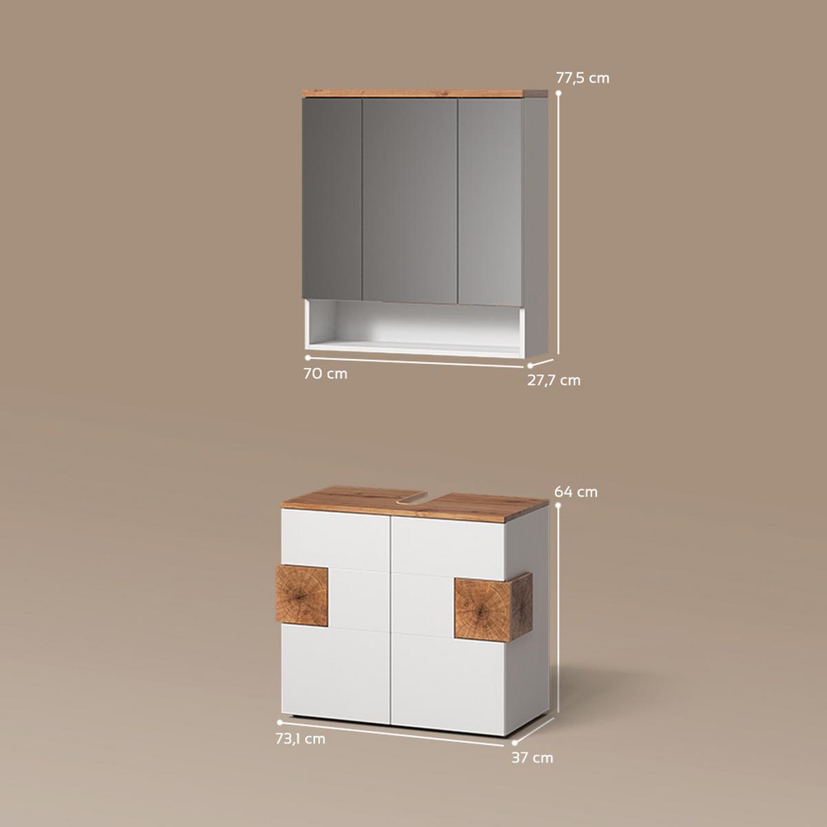 BADMÖBEL-SET Tanaro Weiß 2 Teile - Weiß, Holzwerkstoff (73/77/21cm) - Livinity®
