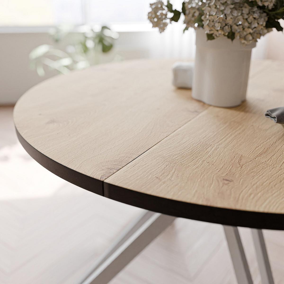 ESSTISCH ausziehbar aus MDF, Braun - Braun/Weiß, Holzwerkstoff (120/120/76cm) - Idohome