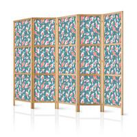 PARAVENT Japanischer 5-tlg 225x172 cm Bunte Fische - Multicolor, Holz/Textil (225/172/3cm) - Muralo