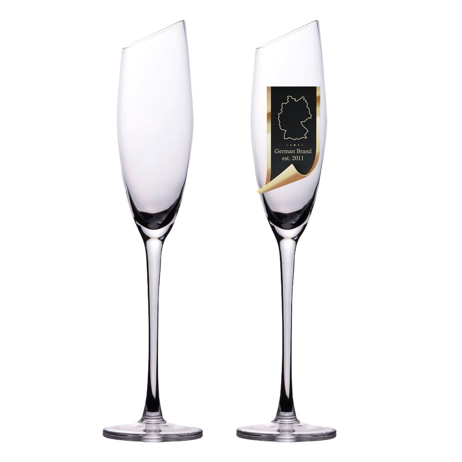 CHAMPAGNER/SEKT Glas mit moderner Kante 150 ml (2er-Set) - Transparent, Glas (0.15L) - Intirilife