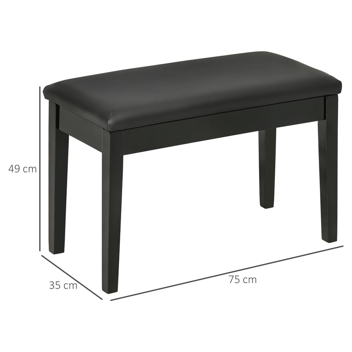 KLAVIERBANK Klavierhocker mit versteckten Stauraum, bis 150 KG Belastbar Schwarz - Schwarz, Holz (35/49/75cm) - HOMCOM