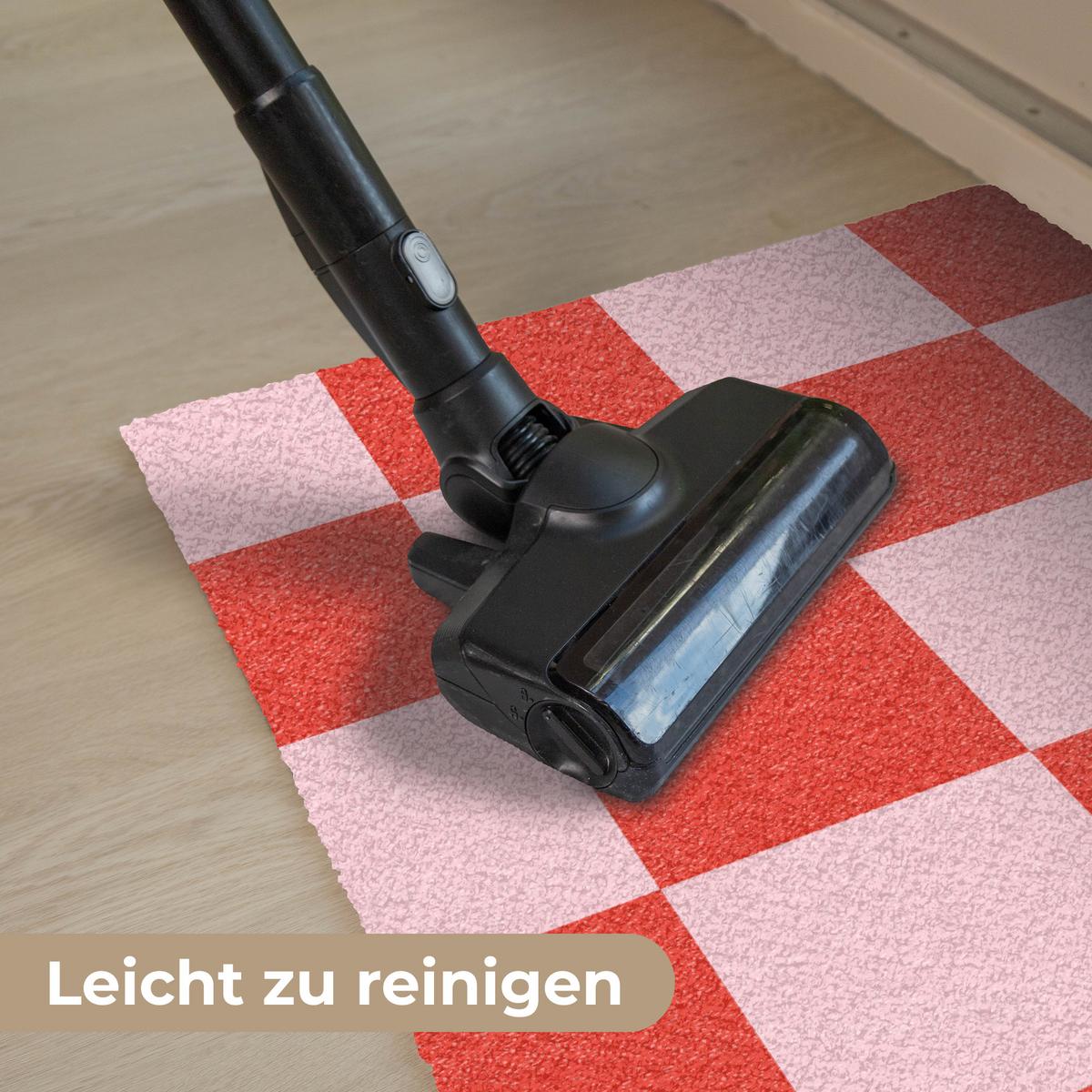 FUSSMATTE Schachbrettmuster - Rot - Rosa - Würfel Türmatte 60x40 cm - Rot, Kunststoff (60/0.4cm) - MuchoWow