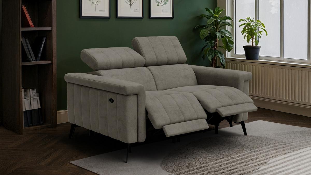 RELAXSOFA NORDEL 2-Sitzer, taupe - Taupe/Schwarz, Holz/Textil (150/80/105cm) - Wozimo
