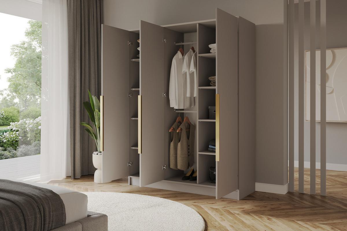KLEIDERSCHRANK - LESE - 150 - Kaschmir - Kaschmir/Goldfarben, Holzwerkstoff (150/200/51cm) - ALTDECOR