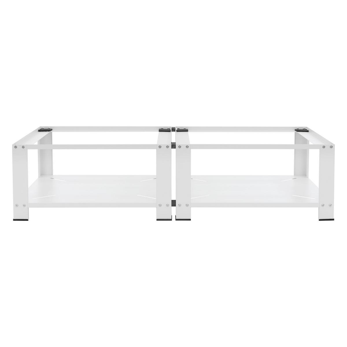 DOPPEL WASCHMASCHINEN UNTERGESTELL mit 2 Ablagen Weiß 128x54 cm aus Stahl - Weiß, Metall (128/32/54cm) - ML-DESIGN