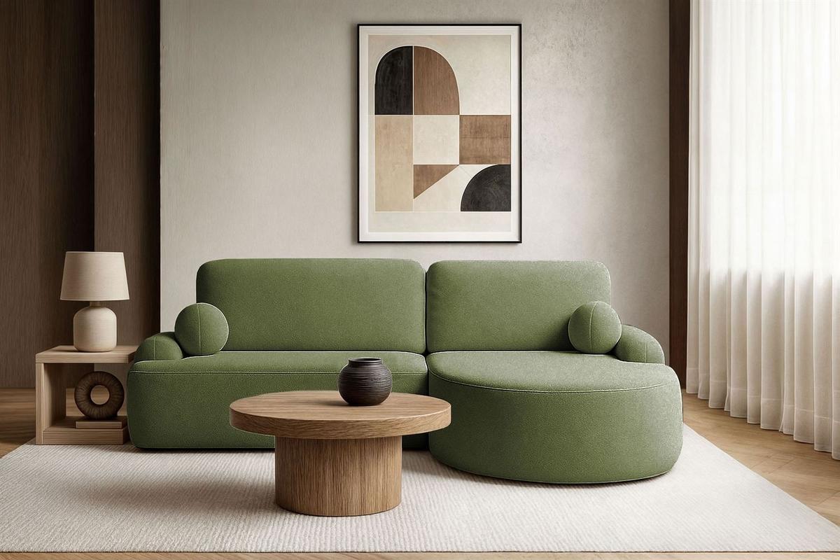 ECKSOFA CLEO mit Schlaffunktion Version Rechte QUELLE 38 - Grün, Kunststoff (264/172cm) - Lookway