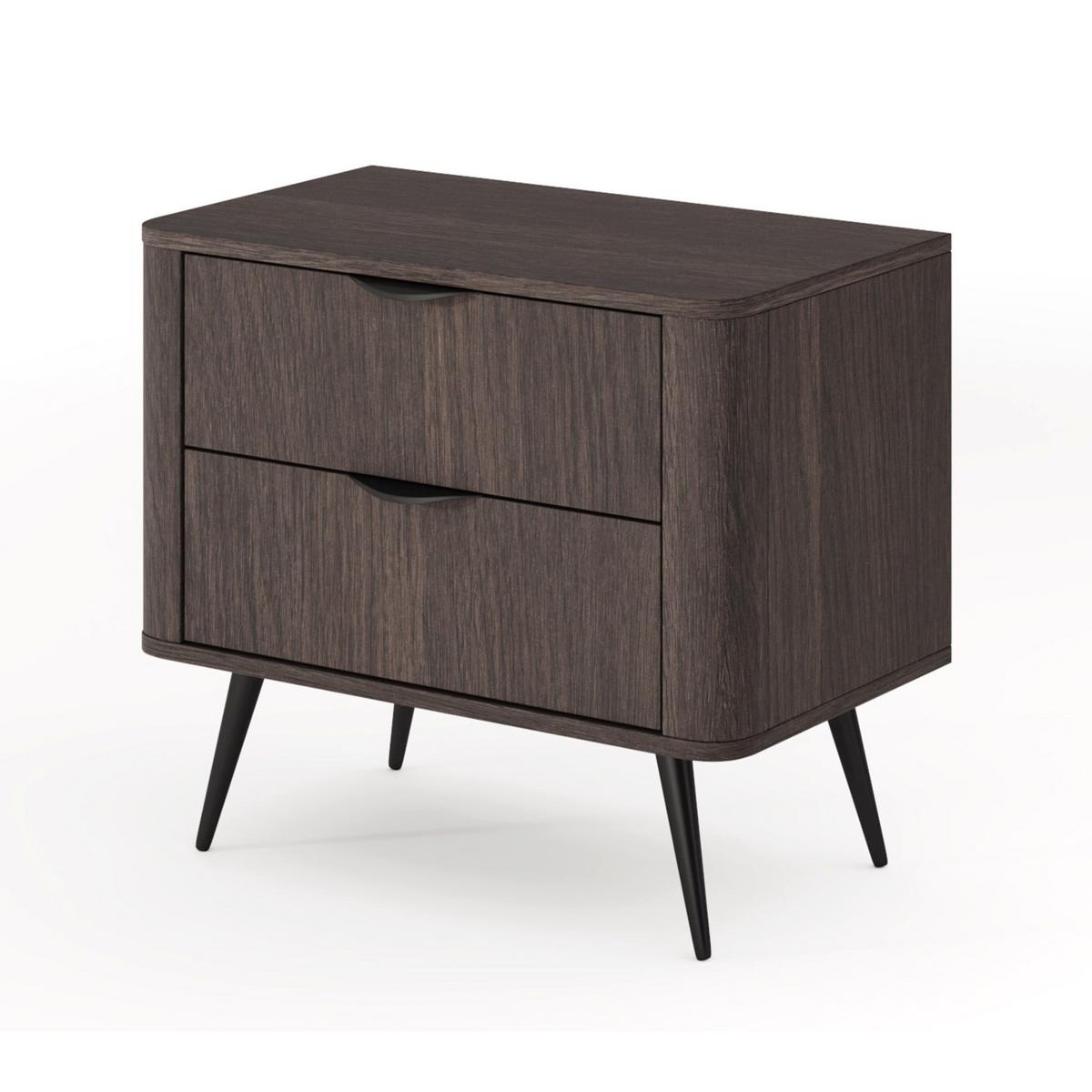 NACHTTISCH Veris Dunin-Eiche 63 cm - Dunkelbraun/Schwarz, Holzwerkstoff/Metall (63.2/55.3/38cm) - Selsey
