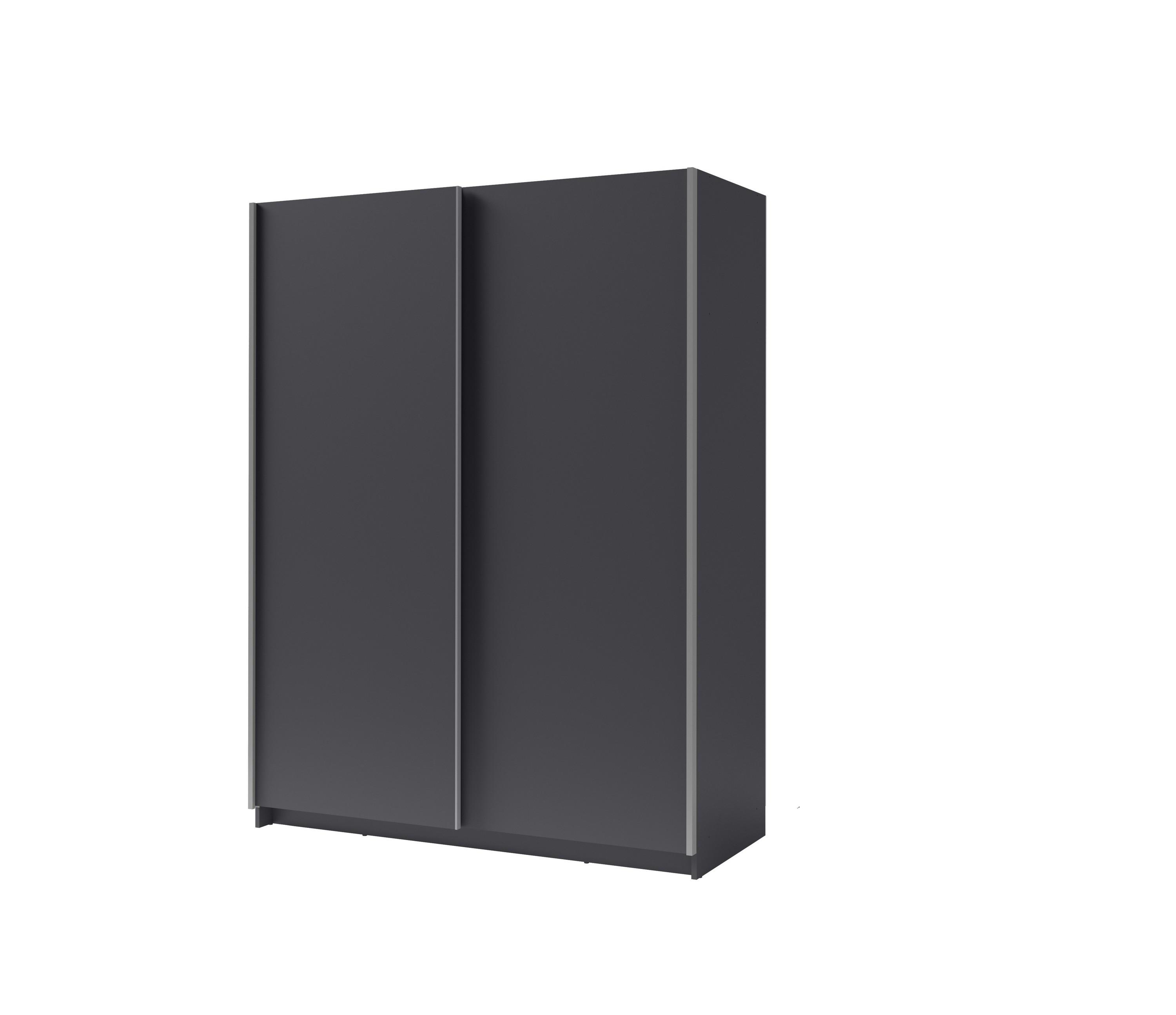 SCHWEBETÜRENSCHRANK ELRON 150,6/198,5/62cm 2-türig Graphit - Graphitfarben, Holzwerkstoff (150.6/198.5/62cm) - MASSENO