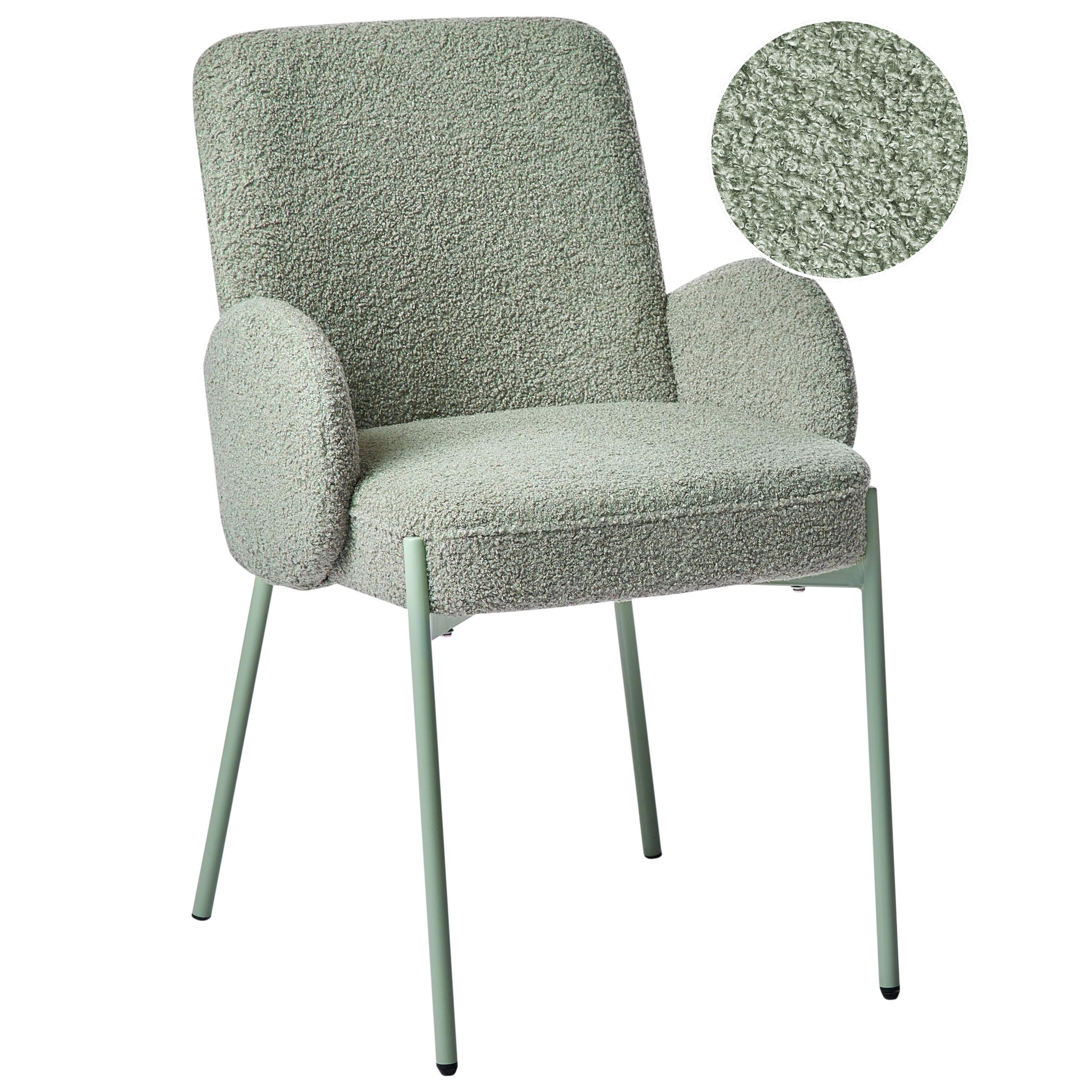 ESSZIMMERSTUHL Bouclé Hellgrün Magee - Hellgrün, Textil (55/86/58cm) - Beliani